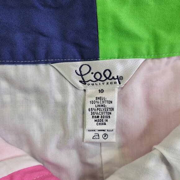 Lilly Pulitzer Skirt Womens 10 Pink Blue Green Colorblock Vintage Golf Resort - Picture 8 of 12